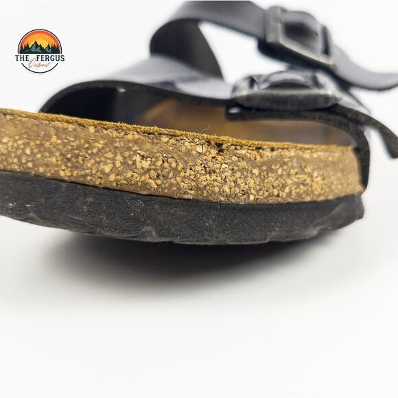 Birkenstock Black Patent Leather Arizona Two Strap Sandals Shoe Womens 9.5 UK 40 - Picture 12 of 16